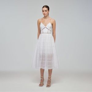 NWT self-portrait mixed broderie azalea midi dress